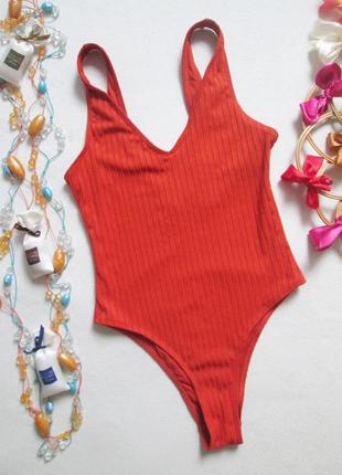 Шикарный слитный терракотовый купальник в рубчик primark 06-24🌺🍒🌺