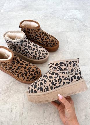 Угги леопард замша