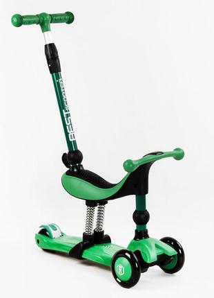 Самокат-велобіг 3 в 1 триколісний best scooter колеса pu зі світлом 70 кг green (104498)1 фото