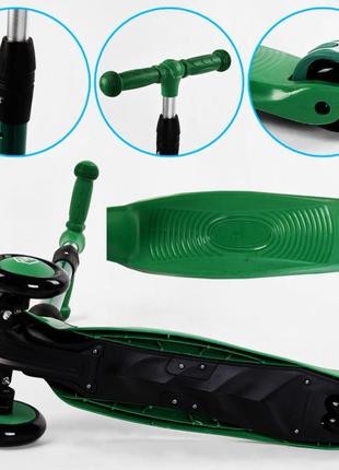 Самокат-велобіг 3 в 1 триколісний best scooter колеса pu зі світлом 70 кг green (104498)6 фото