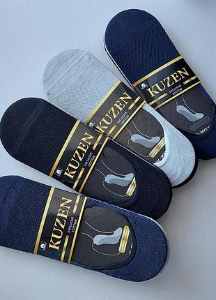 12 пар підслідники,слідки,шкарпетки чоловічі "kuzen" хб,сітка (з силіконом). 40-44р. асорті.туреччина