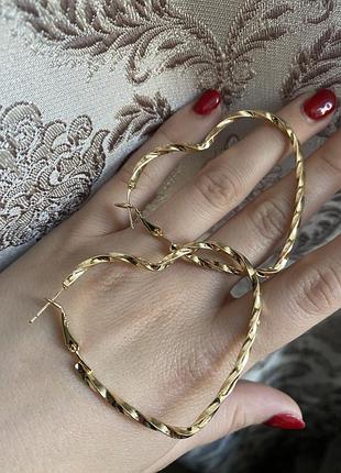Серьги кольца сердечка
