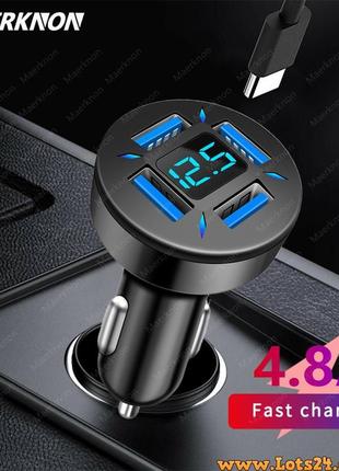 Зарядное устройство для телефона от прикуривателя автомобиля usb зарядка для смартфона вольтметр в авто