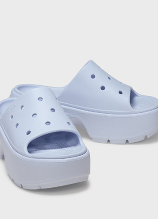 Crocs крокс шлепки шлепанцы тапочки слайды на платформе stomp slide  209346 blue