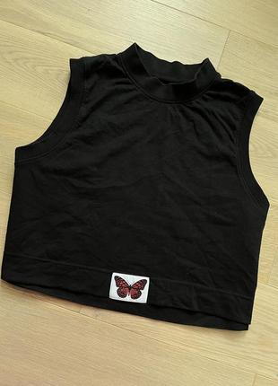 Черный коттоновый топ майка футболка threadbare