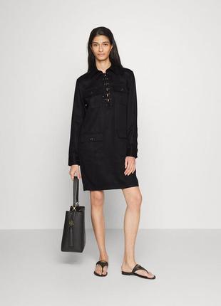 Чёрное замшевое платье рубашка boohoo эко замша