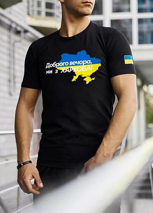 Футболка серая с принтом "брого вечера мы с харковая"