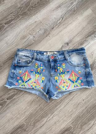 Джинсовые шорты с вышивкой denim co, l