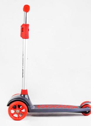 Самокат триколісне світло деки та коліс знімне кермо best scooter maxi 60 кг red and grey (114443)3 фото