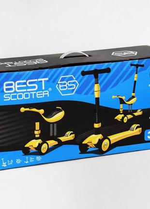 Самокат-велобіг триколісний best scooter, колеса pu зі світлом 3 в 1 70 кг dark blue (105408)7 фото