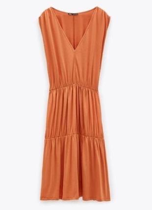 Платье zara  (5580/627/643) цвет оранжевый size m