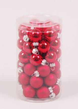 Кульки скляні flora d 2,5 см 48 шт червоний (44516)