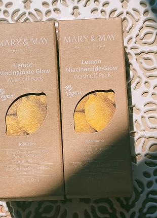 Глиняна маска для сяйва шкіри mary&amp;may lemon niacinamide glow wash off pack