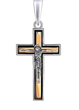 Крестик с серебра 925 проби з золотом 375 проби