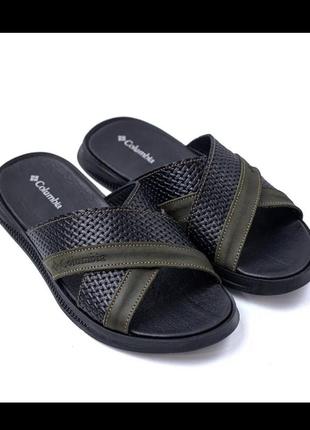 Кожаные мужские шлепанцы, шлепки, мужские шлепанцы кожаные 13/3