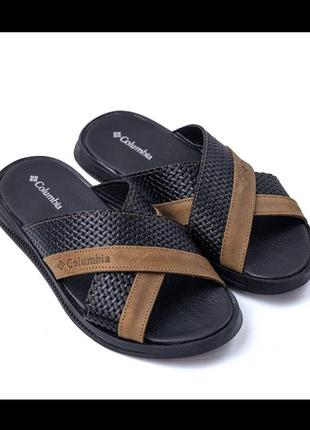 Мужские шлепанцы натуральная кожа, шлепки, кожаные мужские шлепанцы 13/6