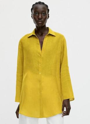 Льняна  яскрава сорочка massimo dutti