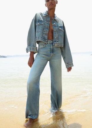 Дуже довгі широкі джинси з подертостями zara new