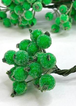 Калина в сахаре ø12 мм, для декора букет 40 ягод - зеленый