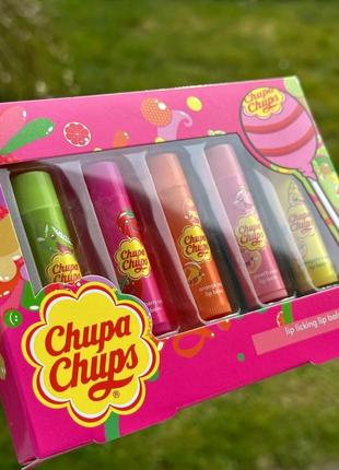 🍭🍬бальзам для губ chupa chups 5штук💄🍬