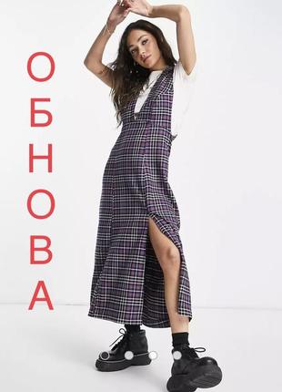 Сарафан в клетку миди с разрезом topshop