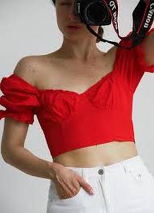 Брендовый красный топ хлопок от glamours