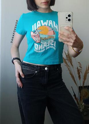 Коротка приталена футболка y2k hawaii primark xs