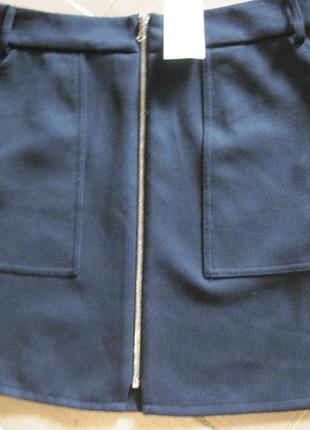 Нова чорна спідниця з блискавкою "peacocks" р. 46