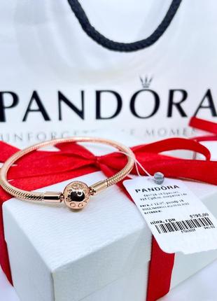 Срібний браслет браслети пандора pandora 580728 ланцюжок ланцюг ланцюжковий снейк класика срібло рожеве золото проба ale met нове з биркою і пломбою