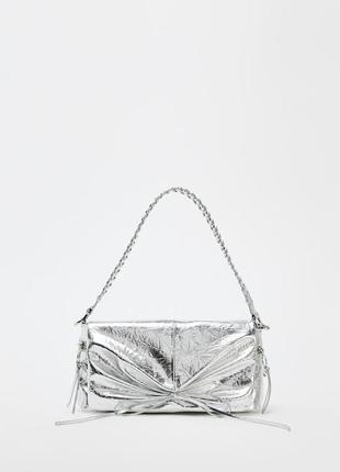 Металлизированная сумочка серебряная zara new