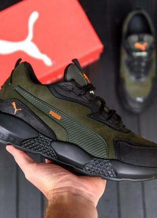 Мужские кожаные демисезонные кроссовки puma масло