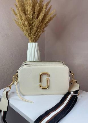 Жіноча сумка marc jacobs logo beige марк джейкобс бежева 0058