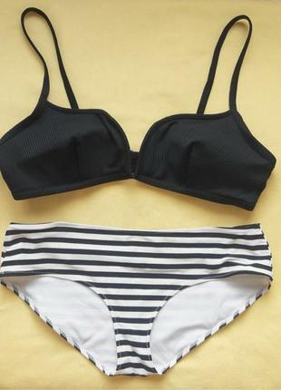 80,85а/в-купальник жіночий бра чорний рубчик плавки полоска