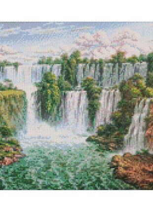 Алмазна мозаїка "живописний водоспад" ©сергій лобач ідейка amo7278 40х50 см1 фото