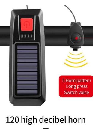 Фонарь для велосипеда на солнечной енергии, велосипедный свет на руль с аккумулятором, велофара с индикатором7 фото