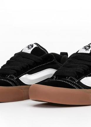 Кеди vans knu skool black gum brown3 фото