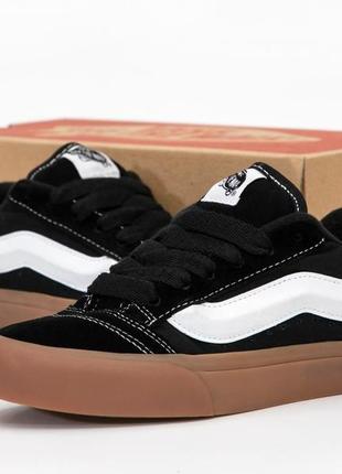 Кеди vans knu skool black gum brown8 фото