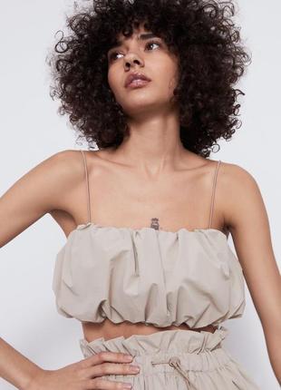 Zara бежевий топ зара вкорочений топ
