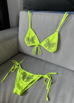 Купальник роздільний новий з метеликами