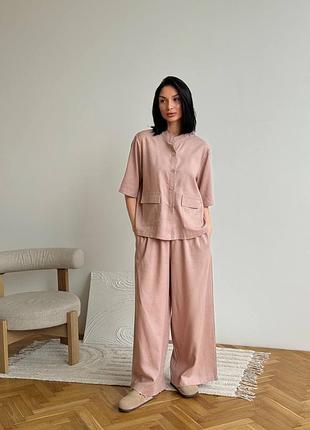 Стильный брючный костюм двойка с кюлотами