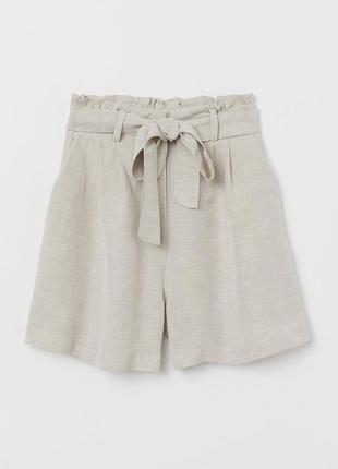 Лляні шорти бермуди h&m з високою посадкою льон віскоза