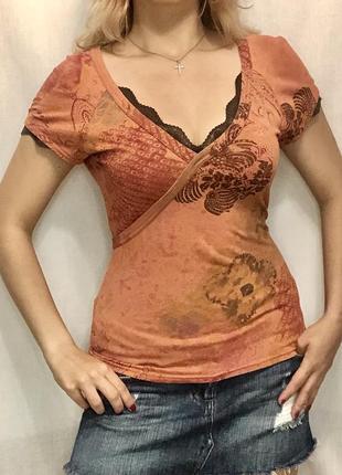 Вінтажна помаранчева блуза vintage 2000s y2k