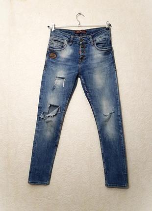 Martin love туреччина джинси чоловічі сині  скіні звужені "рвані" висока посадка слими