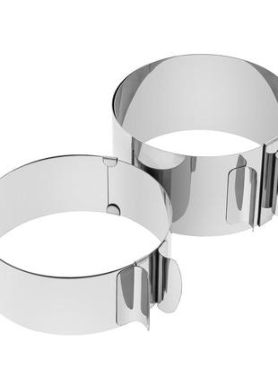 Комплект из 2 раздвижных форм кольцо для выпечки сборки бенто-тортов и выкладки салатов 12-20 см h 5 и 6.5 см6 фото