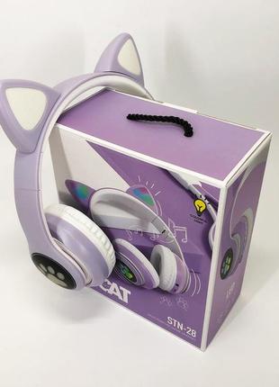 Yui бездротові навушники led з котячими вушками cat stn-28. колір: фіолетовий