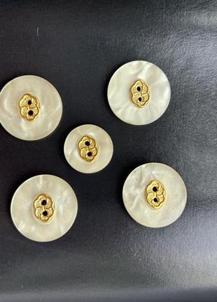 Ґудзики перламутрові з золотом два отвори на піджак жакет
