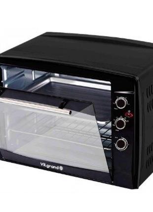 Электрическая духовка vilgrand veo650-18 black  объемом 65 литров с конвекцией грилем и подсветкой