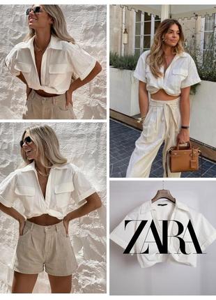 Трендова вкорочена сорочка zara