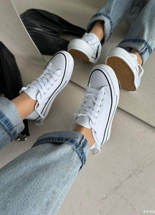 Кеди кросівки білі текстиль на високій підошві платформі танкетці масивній