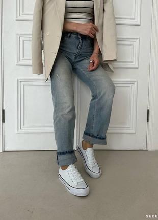 Кеди кросівки білі текстиль на високій підошві платформі танкетці масивній